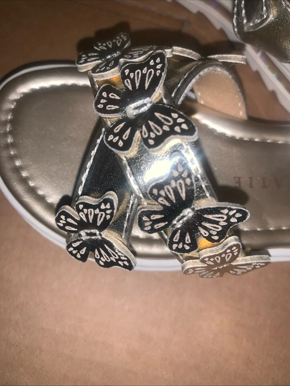 Kelly & Katie Metallic Gold Butterfly Strap Sandals for Girls